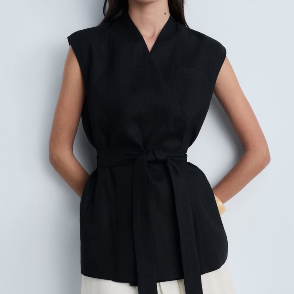 Mango black linen vest - NWT xs